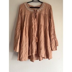 Altar'd State Long Sleeve Babydoll Western‎ Boho Top Sz Large